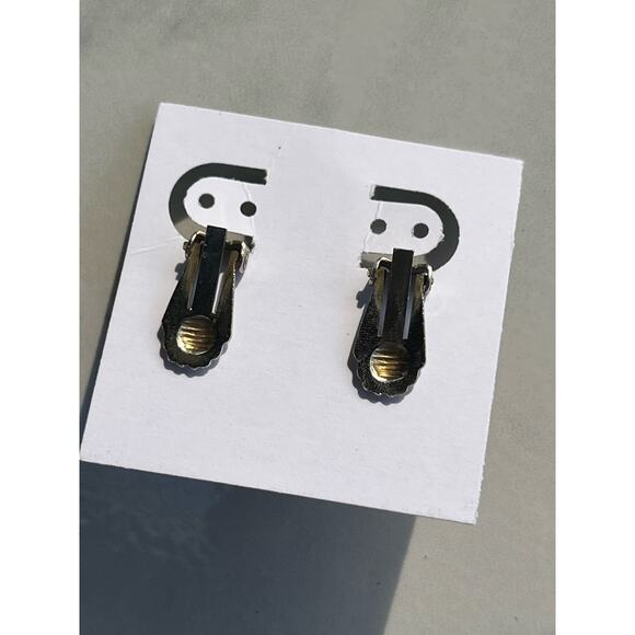 1970s Orange Marbled Half-Sphere Clip-On Earrings Retro Statement Jewelry - Picture 4 of 7